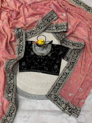 Peach silk embroidered sequins work heavy look ethnic saree with blouse 1
