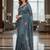 Blue manipuri silk embroidered thread work heavy look ethnic saree with blouse