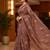 Brown manipuri silk embroidered thread work heavy look ethnic saree with blouse