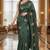 Green manipuri silk embroidered thread work heavy look ethnic saree with blouse