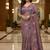 Purple manipuri silk embroidered thread work heavy look ethnic saree with blouse