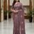 Purple manipuri silk embroidered thread work heavy look ethnic saree with blouse