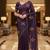 Purple satin embroidered zari woven heavy look ethnic saree with blouse