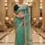 Green satin embroidered thread work heavy look ethnic saree with blouse