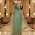 Green satin embroidered thread work heavy look ethnic saree with blouse