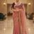Pink satin embroidered thread work heavy look ethnic saree with blouse
