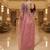 Pink satin embroidered thread work heavy look ethnic saree with blouse
