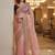 Pink satin embroidered thread work heavy look ethnic saree with blouse