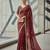 Maroon velvet embroidered thread work heavy look ethnic saree with blouse
