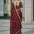 Maroon velvet embroidered thread work heavy look ethnic saree with blouse