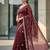 Maroon velvet embroidered thread work heavy look ethnic saree with blouse