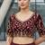 Maroon velvet embroidered thread work heavy look ethnic saree with blouse
