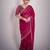 Pink velvet embroidered thread work heavy look ethnic saree with blouse