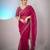 Pink velvet embroidered thread work heavy look ethnic saree with blouse