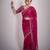 Pink velvet embroidered thread work heavy look ethnic saree with blouse