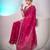 Pink velvet embroidered thread work heavy look ethnic saree with blouse