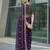 Purple velvet embroidered thread work heavy look ethnic saree with blouse
