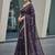 Purple velvet embroidered thread work heavy look ethnic saree with blouse