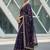 Purple velvet embroidered thread work heavy look ethnic saree with blouse