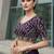 Purple velvet embroidered thread work heavy look ethnic saree with blouse