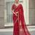 Red velvet embroidered thread work heavy look ethnic saree with blouse