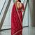 Red velvet embroidered thread work heavy look ethnic saree with blouse