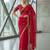 Red velvet embroidered thread work heavy look ethnic saree with blouse