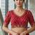 Red velvet embroidered thread work heavy look ethnic saree with blouse