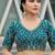 Teal velvet embroidered thread work heavy look ethnic saree with blouse