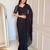 Black faux georgette embroidered sequins work heavy look ethnic saree with blouse