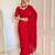 Red faux georgette embroidered sequins work heavy look ethnic saree with blouse