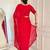 Red faux georgette embroidered sequins work heavy look ethnic saree with blouse
