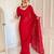 Red faux georgette embroidered sequins work heavy look ethnic saree with blouse