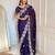 Purple satin embroidered sequins work heavy look ethnic saree with blouse