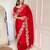 Red satin embroidered sequins work heavy look ethnic saree with blouse