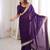 Purple satin embroidered sequins work heavy look ethnic saree with blouse