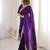 Purple satin embroidered sequins work heavy look ethnic saree with blouse