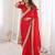 Red satin embroidered sequins work heavy look ethnic saree with blouse