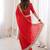 Red satin embroidered sequins work heavy look ethnic saree with blouse