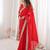 Red satin embroidered sequins work heavy look ethnic saree with blouse