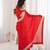 Red satin embroidered sequins work heavy look ethnic saree with blouse