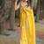 Yellow satin embroidered mirror work heavy look ethnic saree with blouse