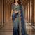 Blue chiffon embroidered sequins work heavy look ethnic saree with blouse
