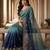 Blue chiffon embroidered sequins work heavy look ethnic saree with blouse