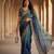 Blue chiffon embroidered sequins work heavy look ethnic saree with blouse
