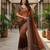 Brown chiffon embroidered sequins work heavy look ethnic saree with blouse
