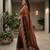 Brown chiffon embroidered sequins work heavy look ethnic saree with blouse