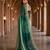 Green chiffon embroidered sequins work heavy look ethnic saree with blouse