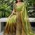 Mehendi chiffon embroidered sequins work heavy look ethnic saree with blouse