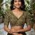 Mehendi chiffon embroidered sequins work heavy look ethnic saree with blouse